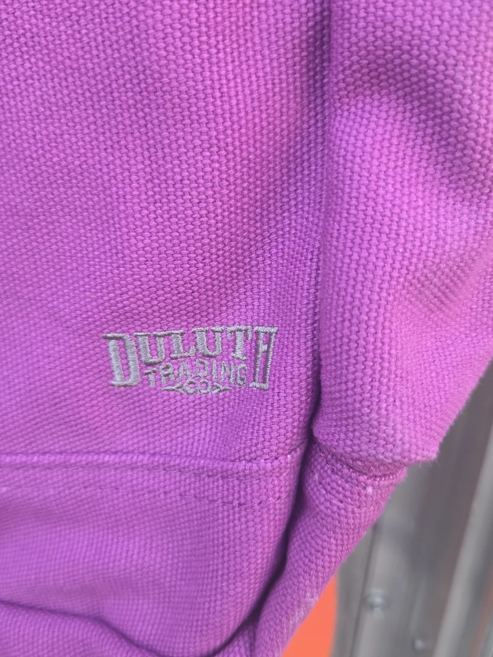 Duluth Trading Co Purple Canvas Tote with Front Zip Pocket